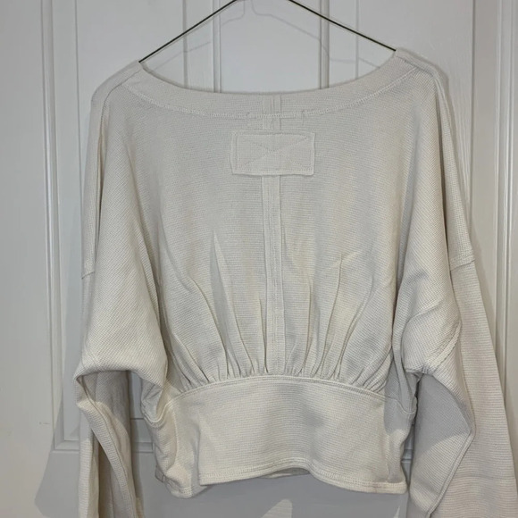 NWT We The Free Free People V-neck Sweater Ivory Large pullover - Picture 4 of 9